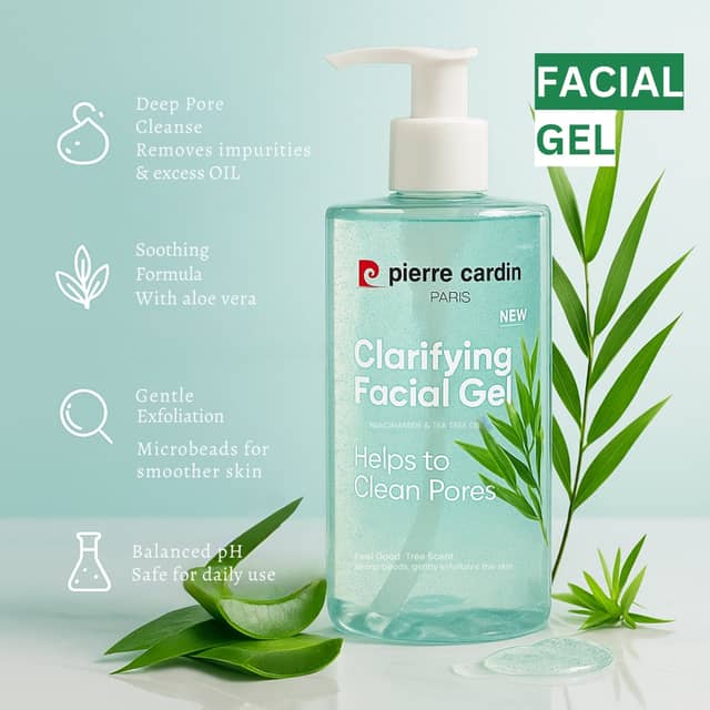 Pierre Cardin Paris Clarifying Facial Gel With Niacinamide & Tea Tree Oil 350ml