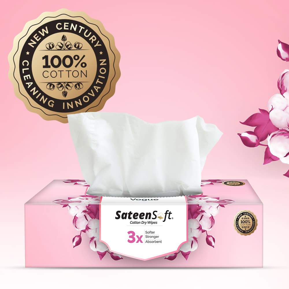 Sateen Soft Vogue–100% Cotton Dry Wipes (Pink)